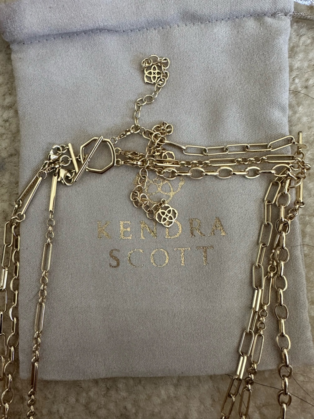 Kendra Scott Davis Triple Strand Necklace in Gold and Raspberry Labradorite - Picture 2 of 3